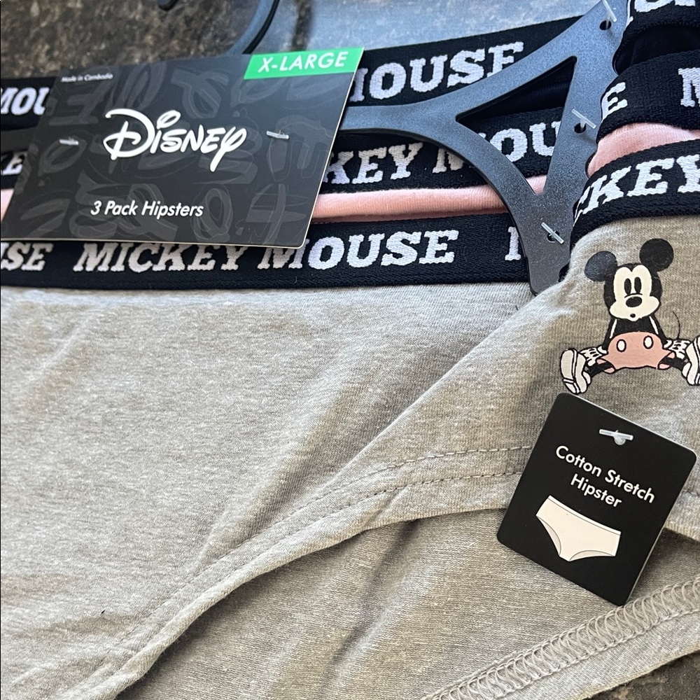 Disney Mickey Mouse Hipster Underwear Set - Gray, Pink, Black
